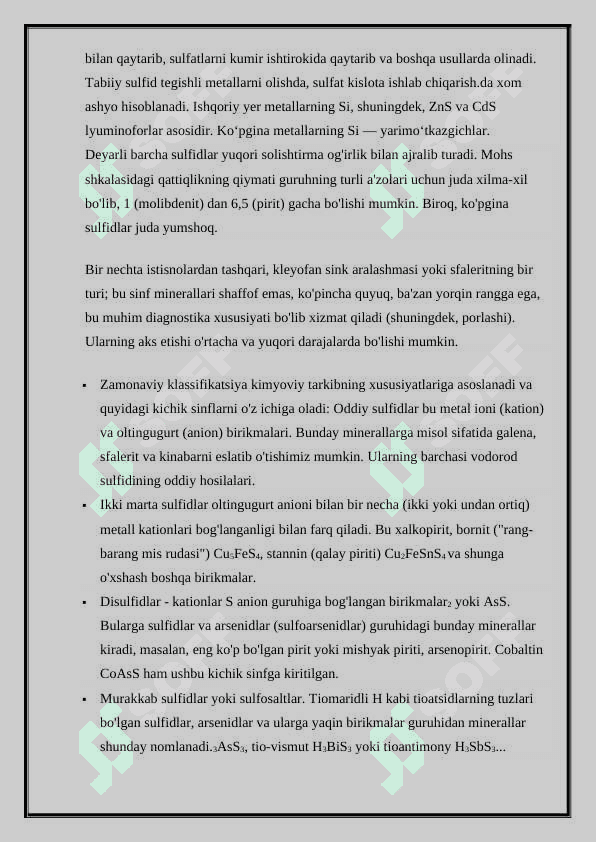 Sulfidlarni bakterial tanlab eritish. 3