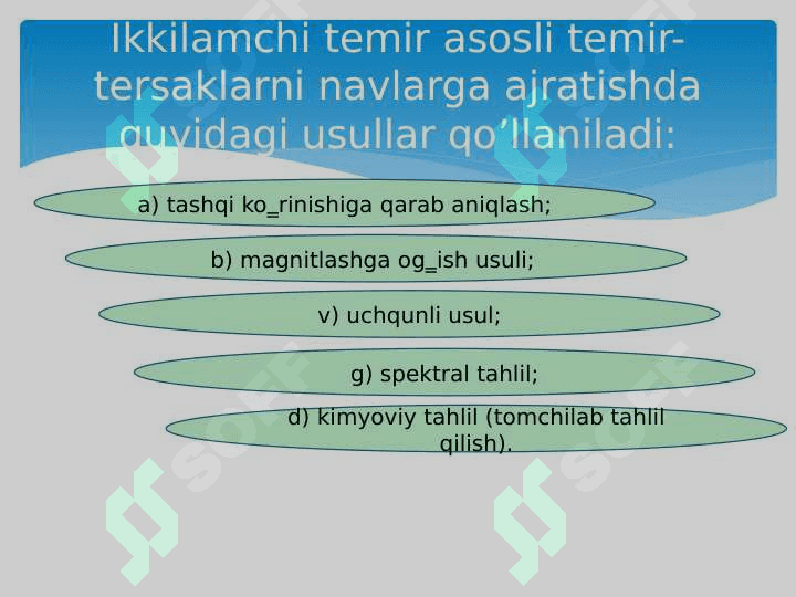 Temir chiqindlariga qo‘yiladigan talablar, cho‘yan temir-tersak va chiqindilarini hosil bo‘lishi, ishlatilishi va qayta ishlovchi agregatlarni tasniflanishi 4