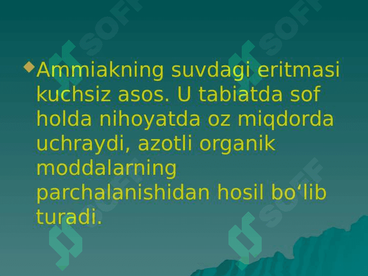 Ammiakning olinishi va uning birikmalari 3