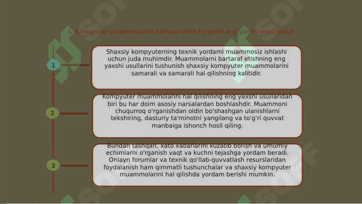 Shaxsiy kompyuterning texnikaviy ta’minotidan foydalanishning ahamiyati va usullari 8