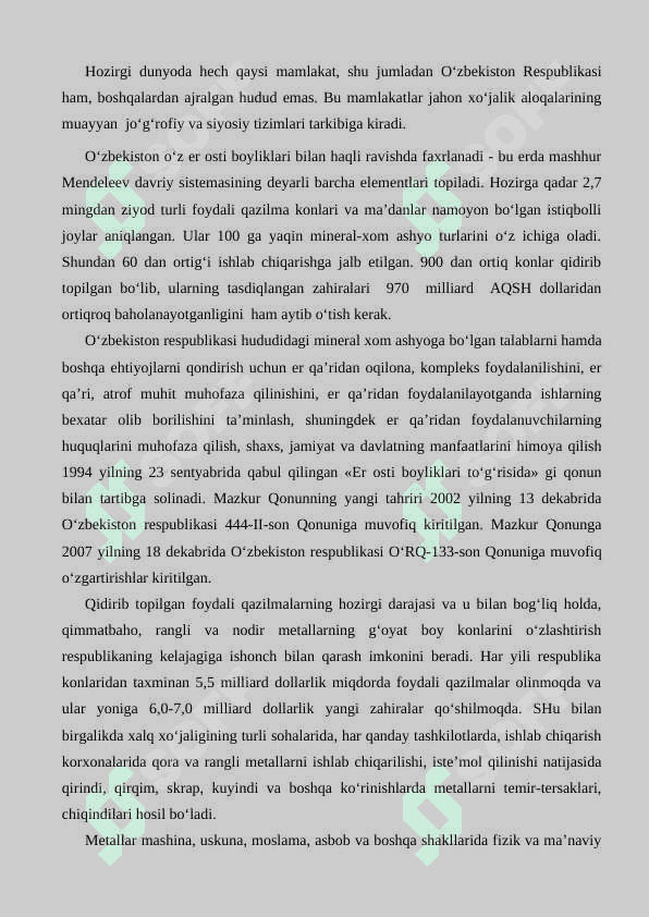 O‘zbekistonda va xorijiy davlatlarda metal chiqindilarini qayta ishlasining rivojlanishi 2