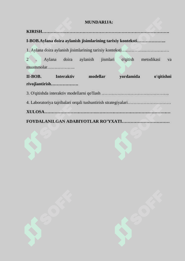 AYLANA DOIRA AYLANISH JISIMLAR MAVZUSINI O'QITSIH METODIKASI 2