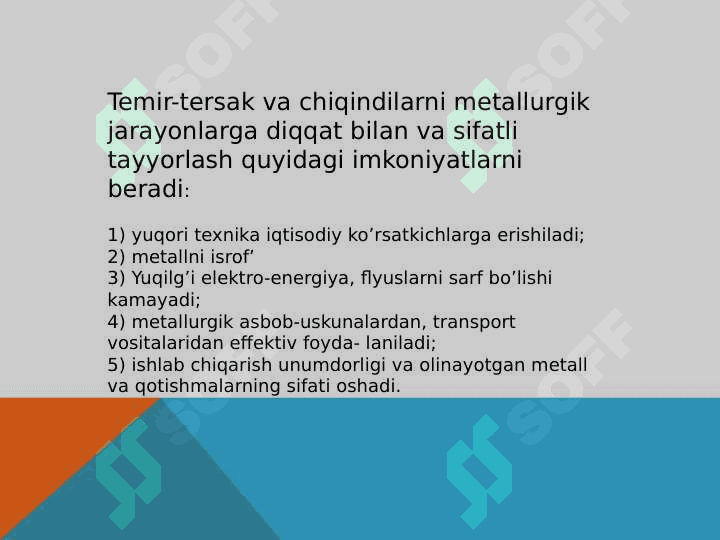 Metall temir-tersaklari va chiqindilariga birlamchi ishlov berish 4
