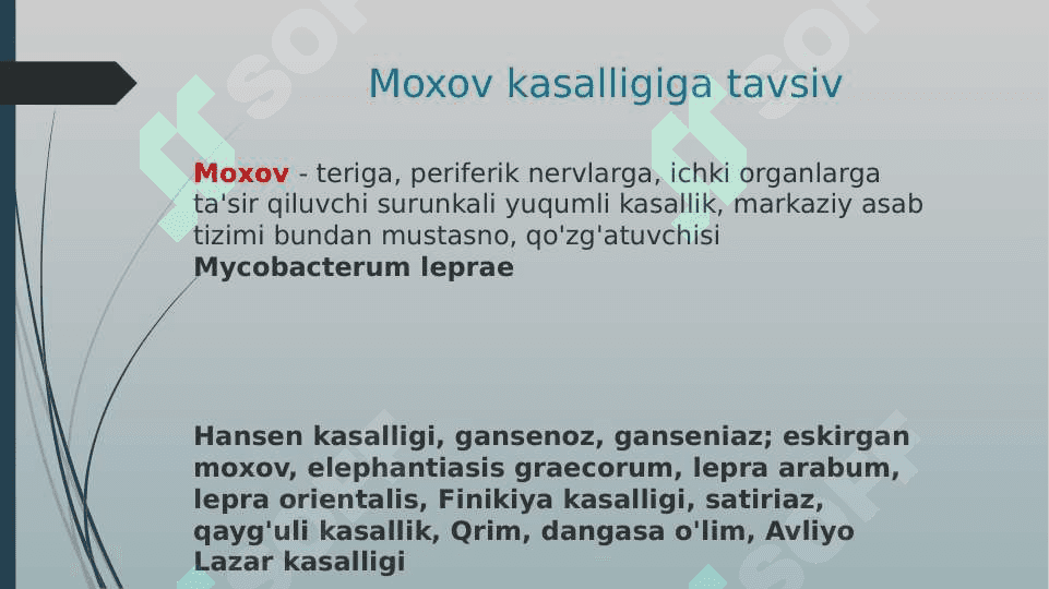 Moxov (Lepra)(Ganzen kasalligi) 2