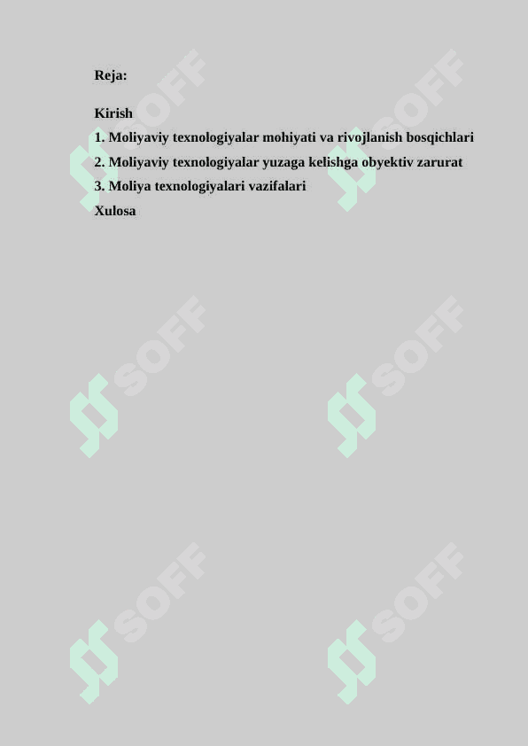 Moliyaviy texnologiyalar mohiyati, yuzaga kelish sharoitlari va rivojlanish istiqbollari 2