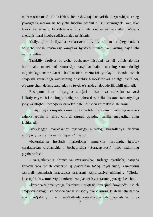 Boshqaruv hisobini tashkil qilish 7