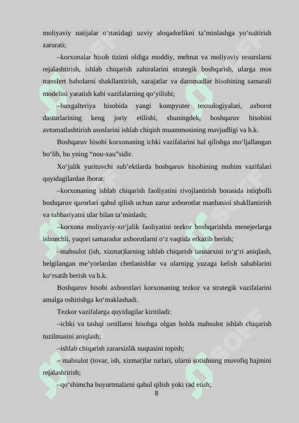 Boshqaruv hisobini tashkil qilish 8