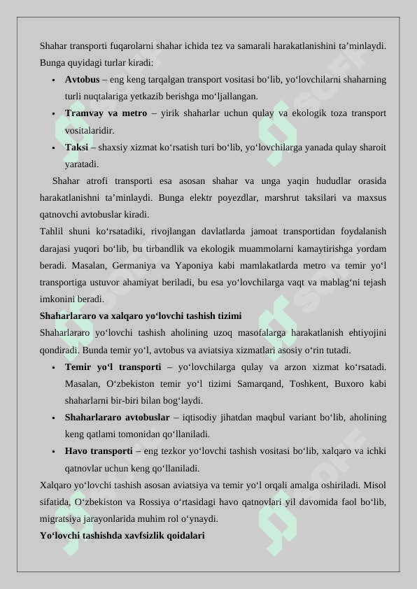 Yo‘lovchi, bagaj va yuk tashish 5