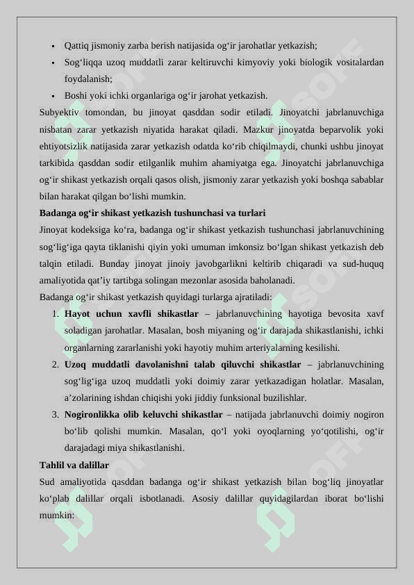 Sog’liqqa qarshi jinoyatlar tushunchasi 5
