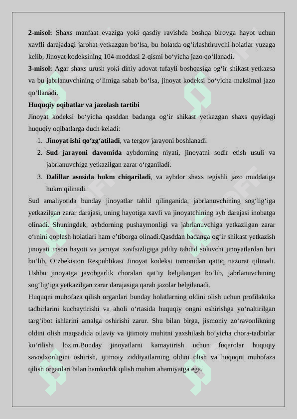 Sog’liqqa qarshi jinoyatlar tushunchasi 8