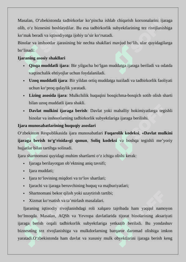 Korxonani ijaraga berish 3