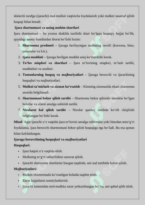 Korxonani ijaraga berish 5