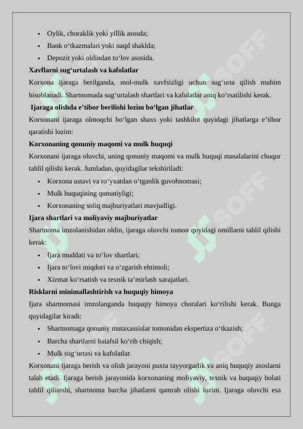 Korxonani ijaraga berish 8