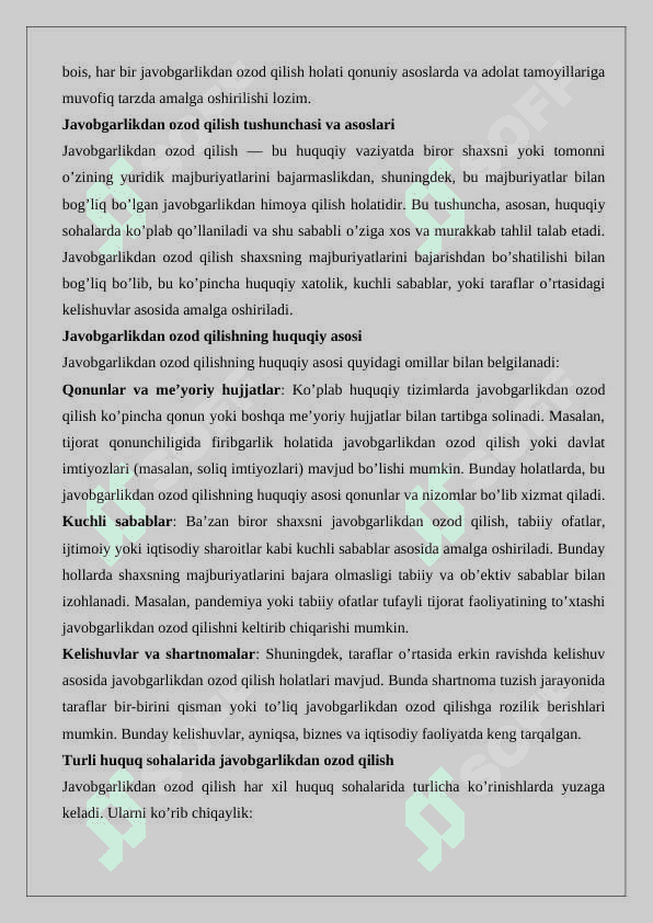 Javobgarlikdan ozod qilishning turlari 4