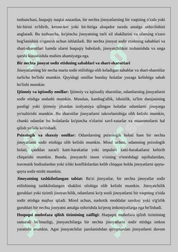 Bir qancha jinoyat sodir etish tushunchasi va turlari 4