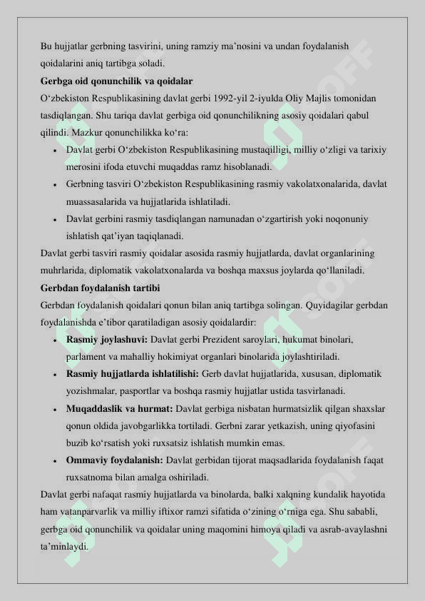O’zbekiston Respublikasining davlat gerbi 4
