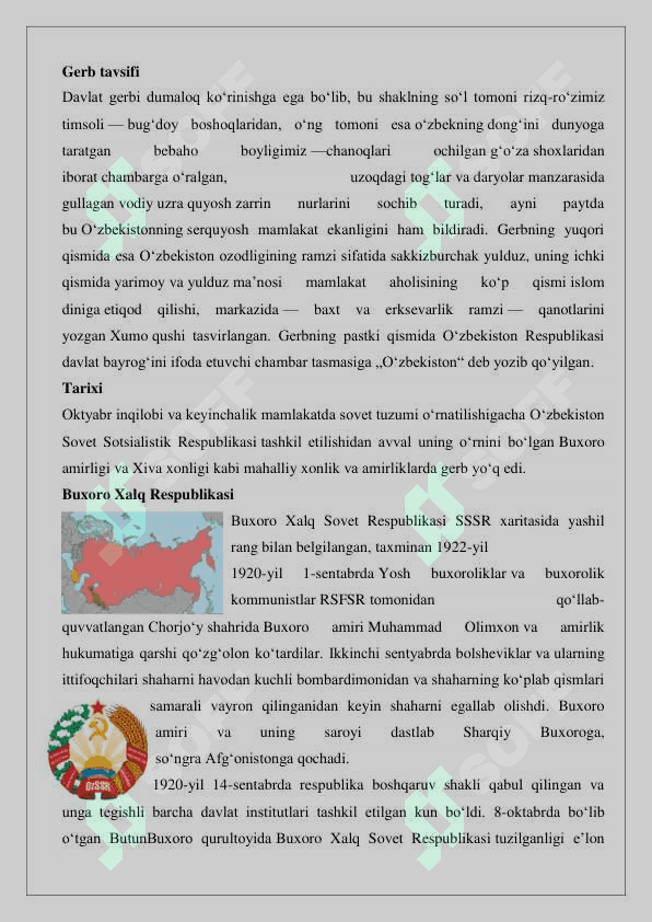 O’zbekiston Respublikasining davlat gerbi 6