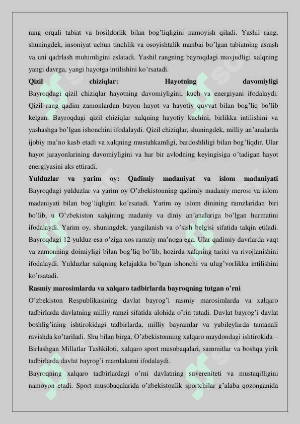 O’zbekiston Respublikasining davlat bayrog’i 4