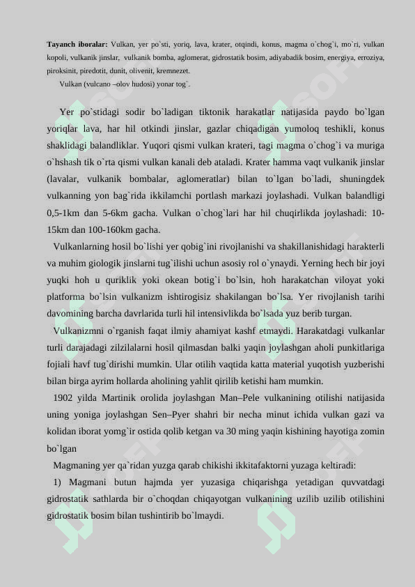 Effuziv magmatizm. Vulkanizm metamorfizm va metamorfik tog jinslari yer kobigida sodir buladigan tektonik harakatlar 2