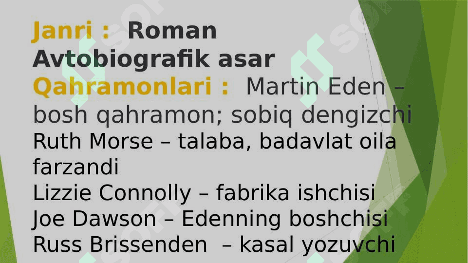 Jack Londonning Martin Iden asari tahlili 8