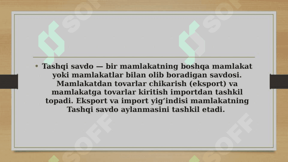 Rivojlanayotgan mamlakatlarda savdo siyosati 2