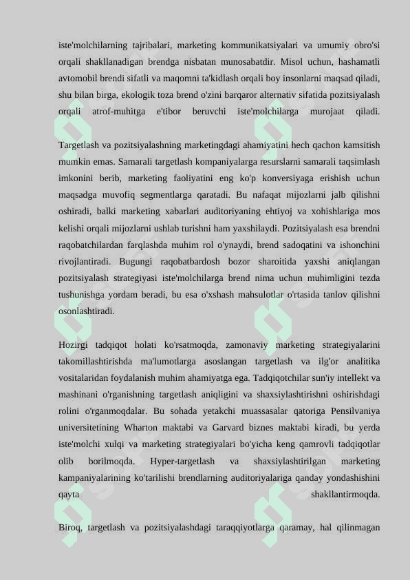 MARKETING FAOLIYATINI TARGETLASH VA POZITSIYALASH 4