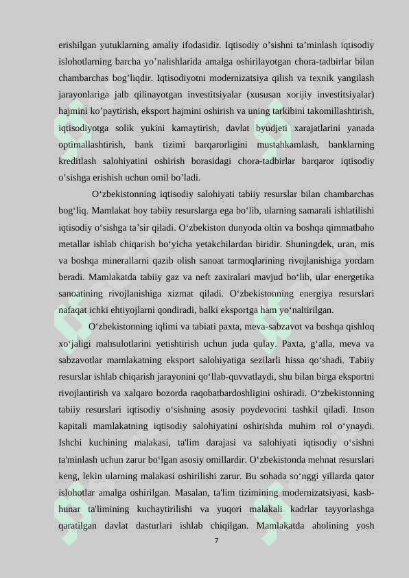 Mamlakatimizda iqtisodiy o'sish omillari, turlari, rivojlanish shart 7
