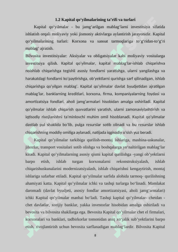 KAPITAL QO'YILMALAR VA KAPITAL BOZORI 8