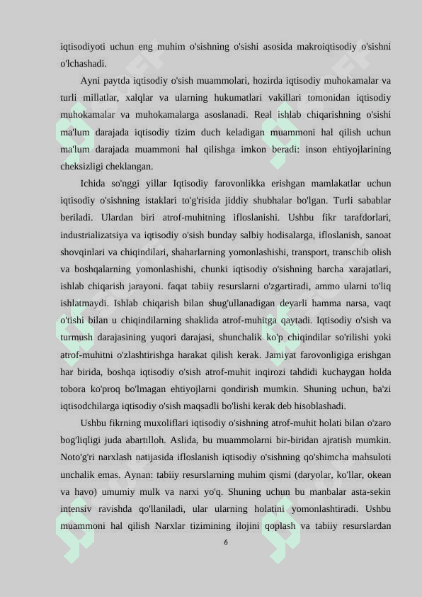 IQTISODIY O’SISH, UNING SAMARADORLIGI ASOSLARI VA TEJAMKORLIK 6