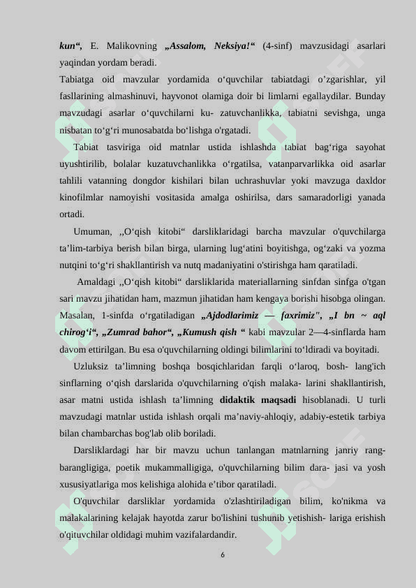 1-sinf  o`qish  darslarida  o`qish  malakalari 6