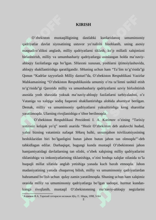 Boshlang`ich sinf o`quvchilarni milliy qadriyatlar asosida ma’naviy-axloqiy tarbiyalash 2