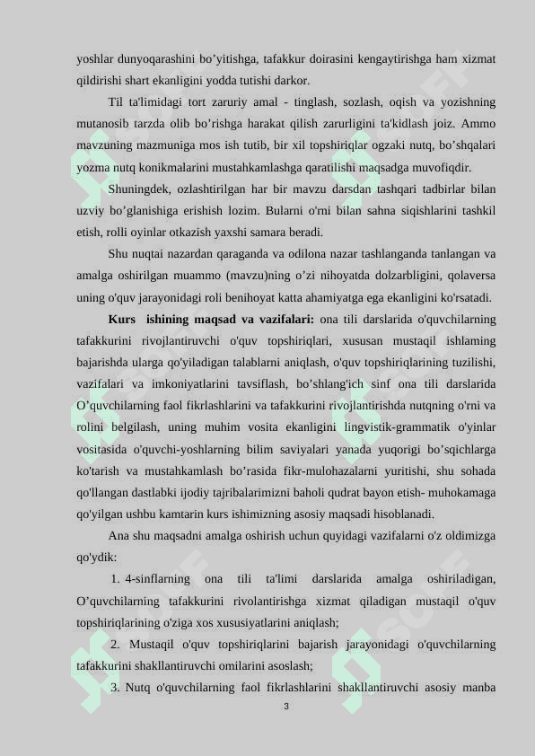 Boshlang`ich  sinf  ona  tili  darslariga  umumdidaktik  tavsifnoma. 3