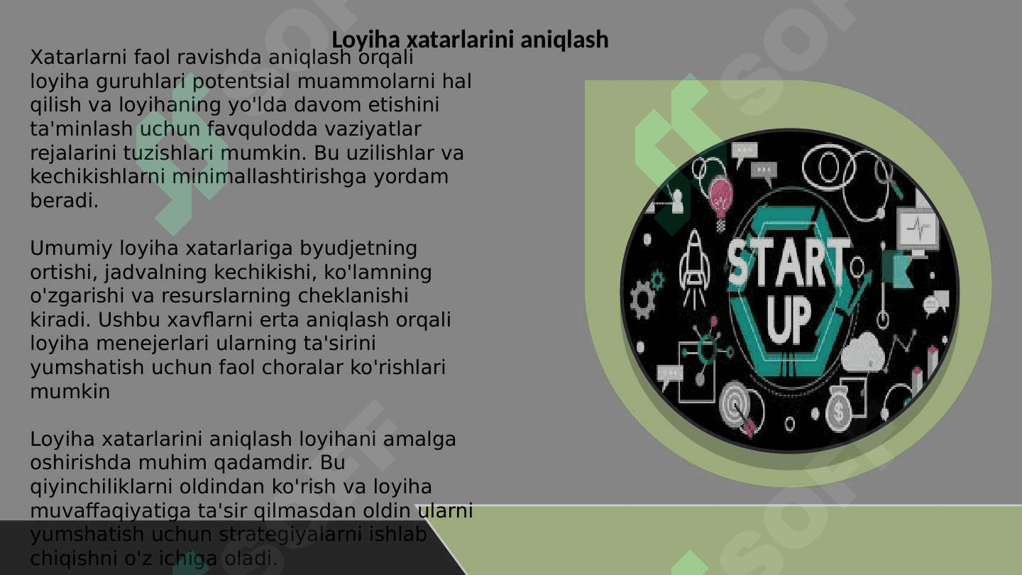 Loyihani amalga oshirish va loyiha xavflari 5