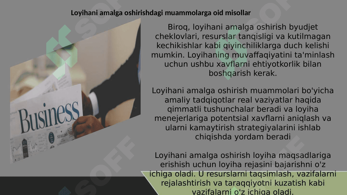 Loyihani amalga oshirish va loyiha xavflari 8