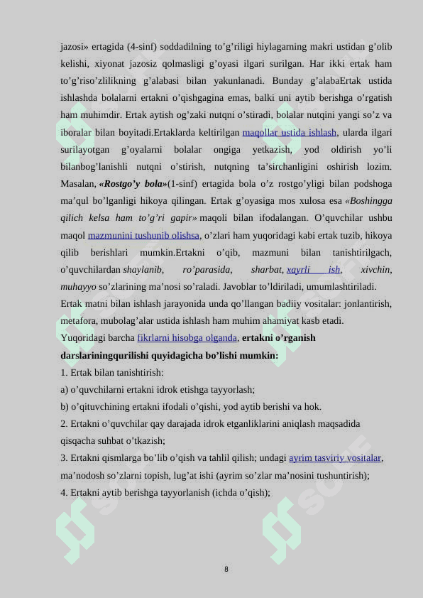 3-sinfda ertak o`qitish usullari 8