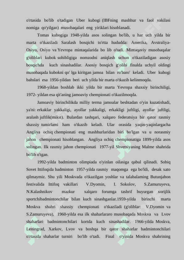 BADMINTONNING KELIB CHIQISHI VA RIVOJLANISH TARIXI 7