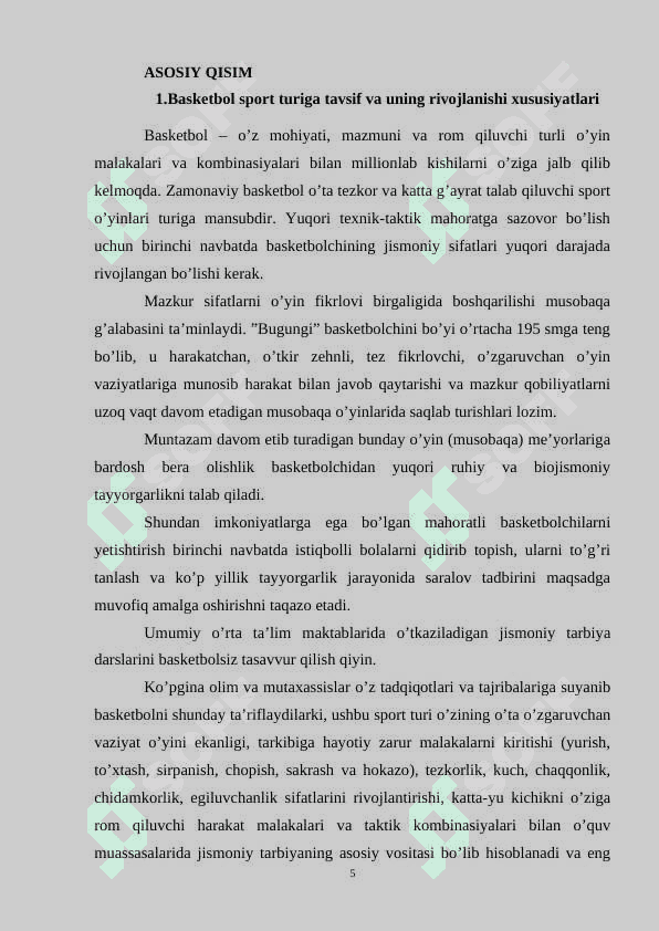 BASKETBOLCHILARNING KO'P YILLIK SPORT TAYYORGARLIGINING DAVRIYLIGI 4