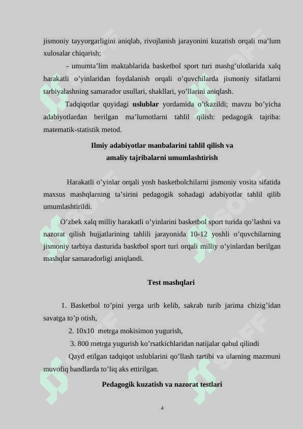 BASKETBOLCHILARNI TAYYORLASHDA JISMONIY VOSITA SIFATIDA HARAKATLI O’YINLARDAN FOYDALANIS 4