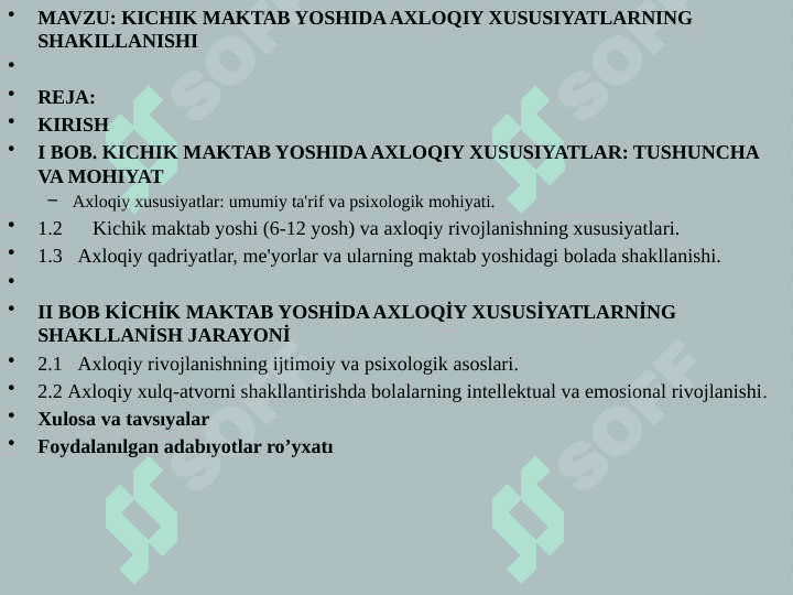 Kichik maktab yoshida axloqiy tushunchalarning shakillanishi 2