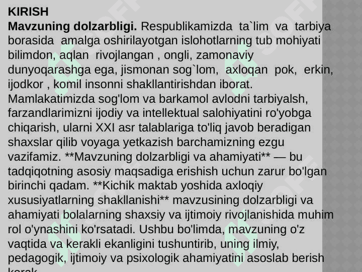 Kichik maktab yoshida axloqiy tushunchalarning shakillanishi 3