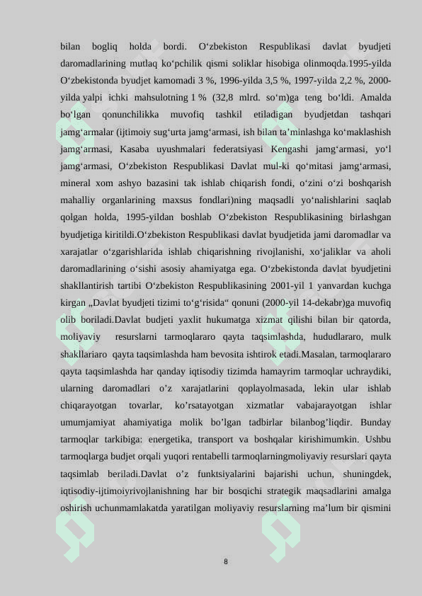 Davlat byudjetining mohiyati va ahamiyati 8