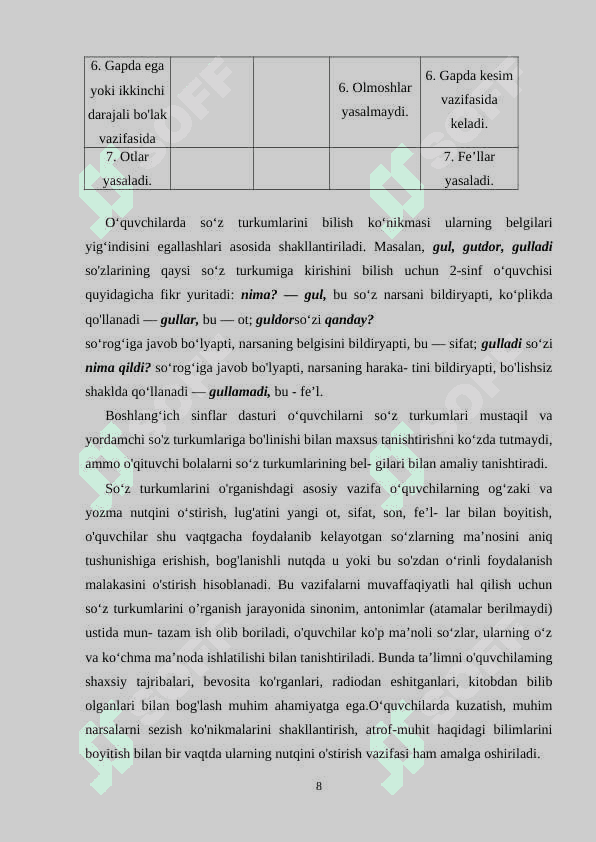 2-sinfda  fe'l  so`z  turkumi  mavzusini  o`rganish 8