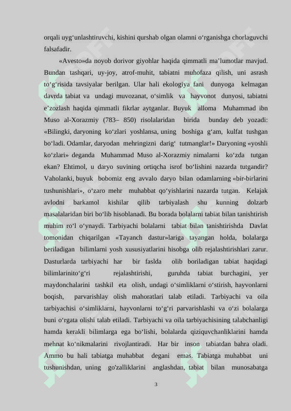 Sharq   mutaffakirlarining   tabiat,  uning   inson  hayotidagi  o`rni   haqidagi   qarashlari 3