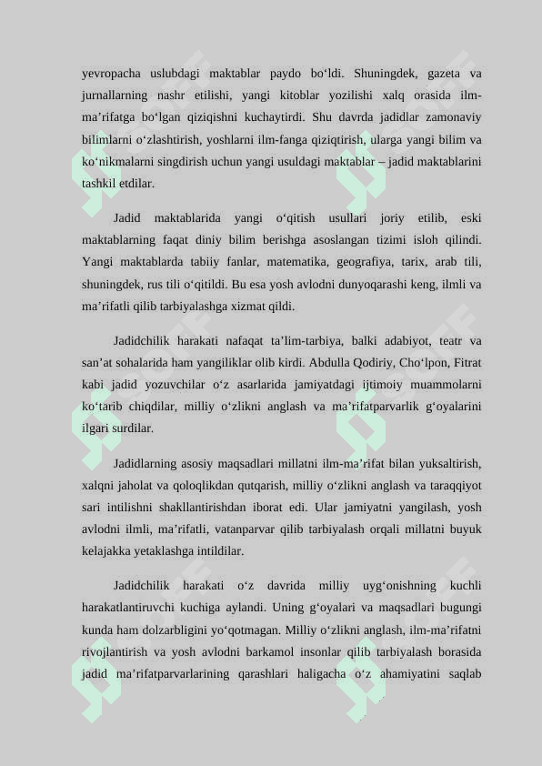 Jadid ma'rifatparvarlarining tarbiyadagi qarashlari kurs ishi 8