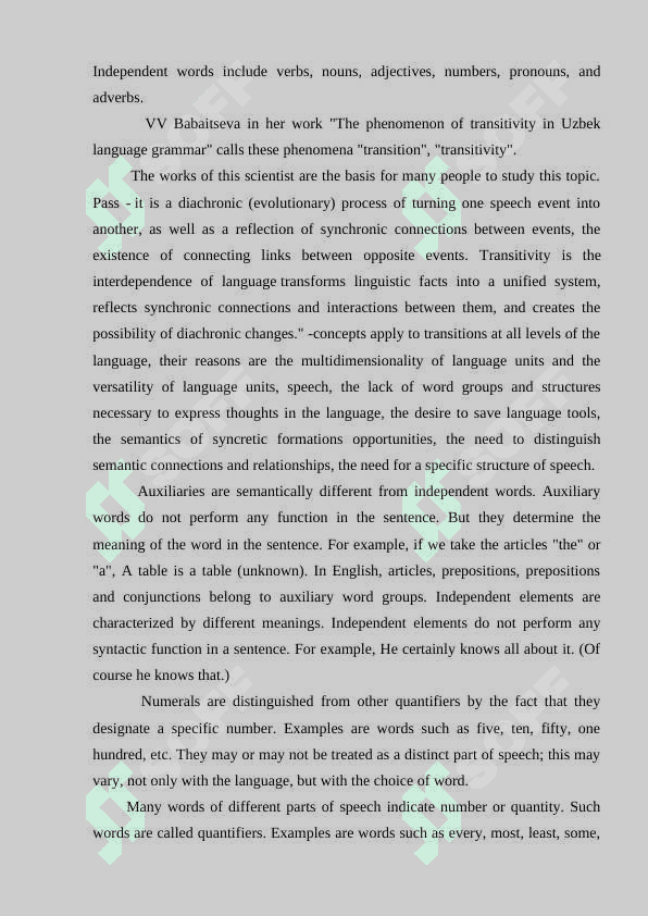 Parts of speech. Concepts of scientists’ about parts of speech 5