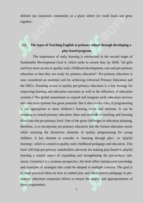 Teaching English at primary school through developing a play-based program 7