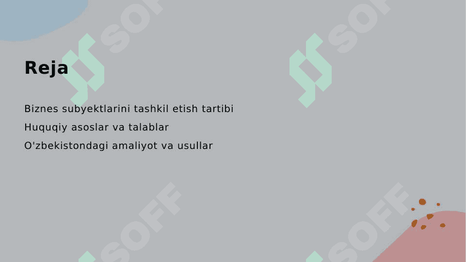 Biznes huquqi subyektlarini tashkil etish tartibi va usullari 2