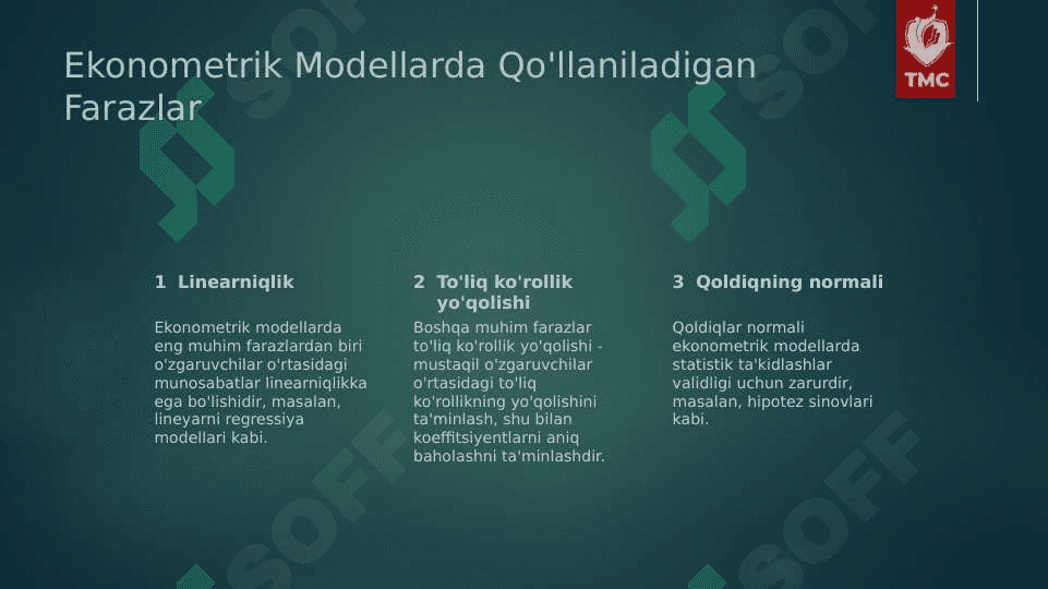 Ekonometrik modellarning sifatini umumiy baholash 4