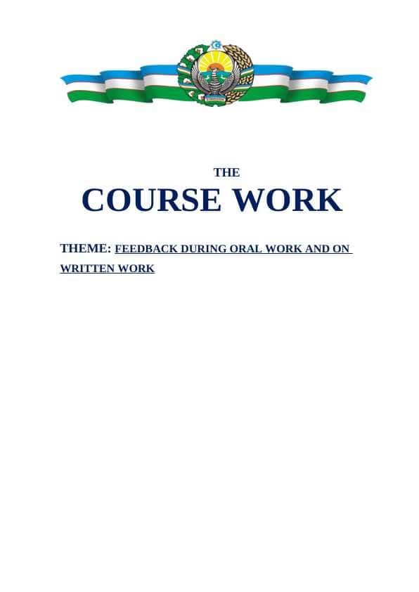FEEDBACK DURING ORAL WORK AND ON WRITTEN WORK