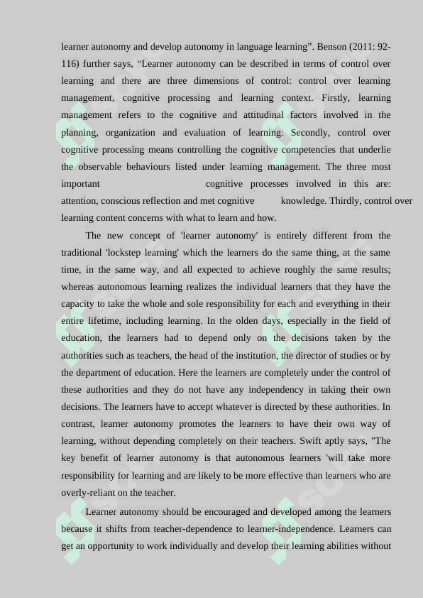 Role of Learner Autonomy in ELT 4